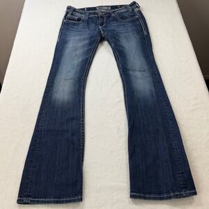 Rock and Roll Cowgirl Rival Low Rise Jeans Women 30x36 Blue Good Bootcut W6-4487